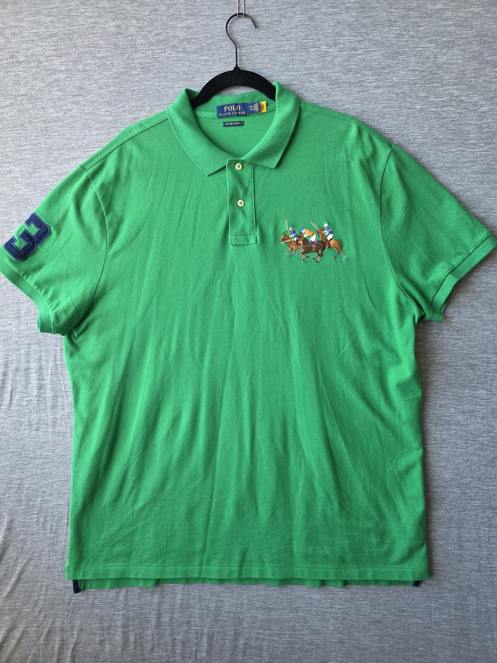 Polo Ralph Lauren XXL Green Custom Slim Fit Big Pony Polo Match Embroidered #3